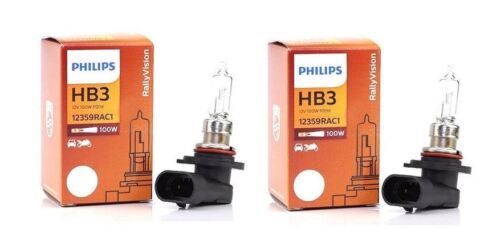 2 x Philips HB3 9005 Rally Essential Power 100W 12V Halogen Globe Light Bulbs