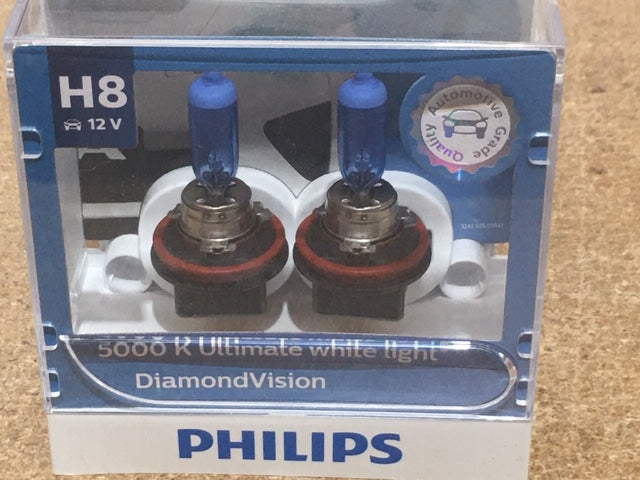 Philips H8 Diamond Vision 5000K White Halogen Fog Light Bulb NO ERROR 12V 35W